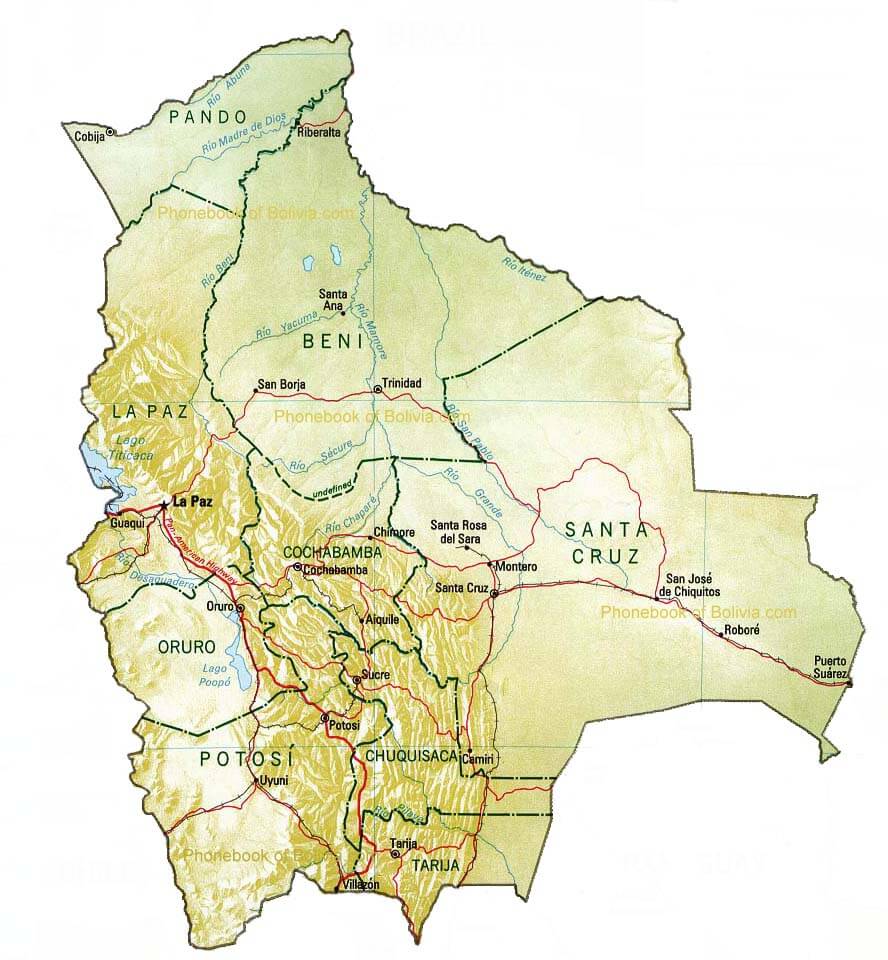 physikalisch karte von bolivien